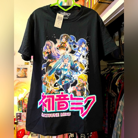 HATSUNE MIKU Iconic ANIME Characters T-Shirt NEON Graphics TEE Harajuku MEIKO XS - Picture 1 of 5